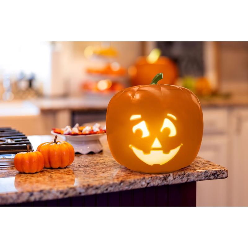 ANIMAT3D Orange 11 in. LED Blink Jabberin Jack Halloween Decor