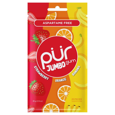 PUR Jumbo Sugar Free Strawberry/Banana/Orange Chewing Gum 2.9 oz