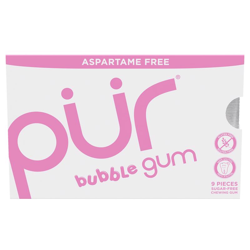 PUR Sugar Free Bubblegum Chewing Gum 9 pc