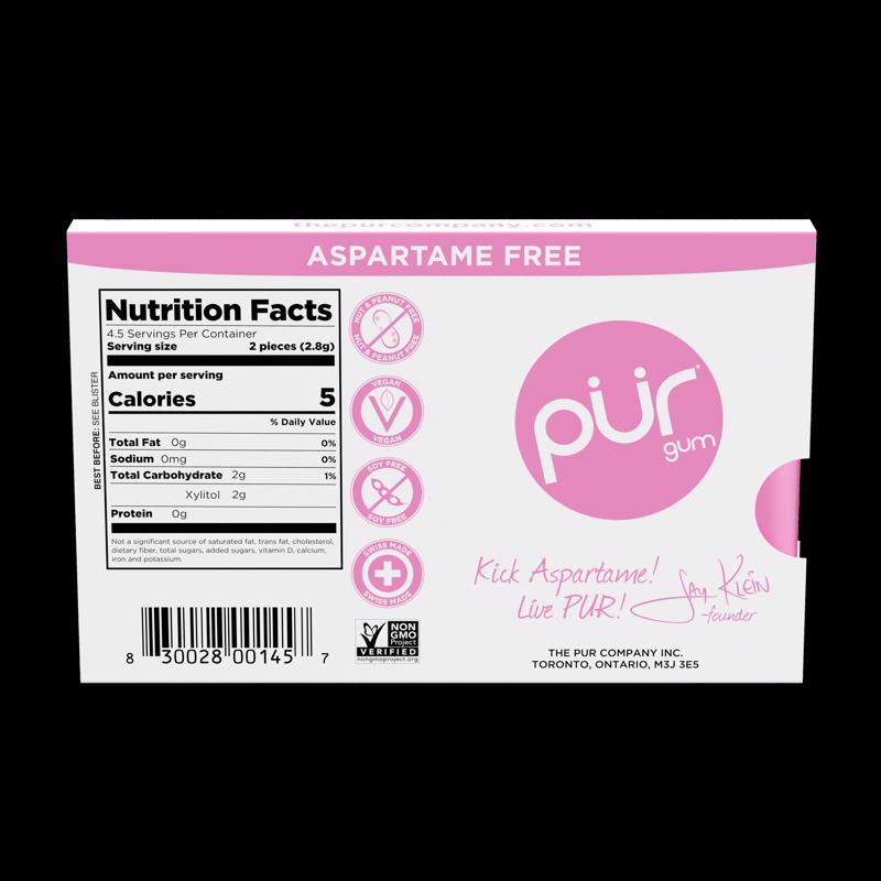 PUR Sugar Free Bubblegum Chewing Gum 9 pc