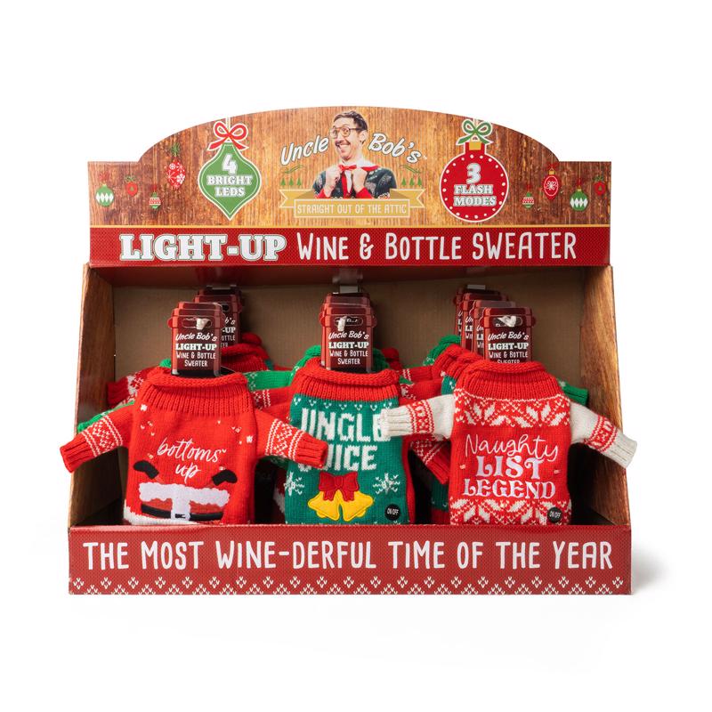 Uncle Bob's Light-Up Wine & Bottle Sweater