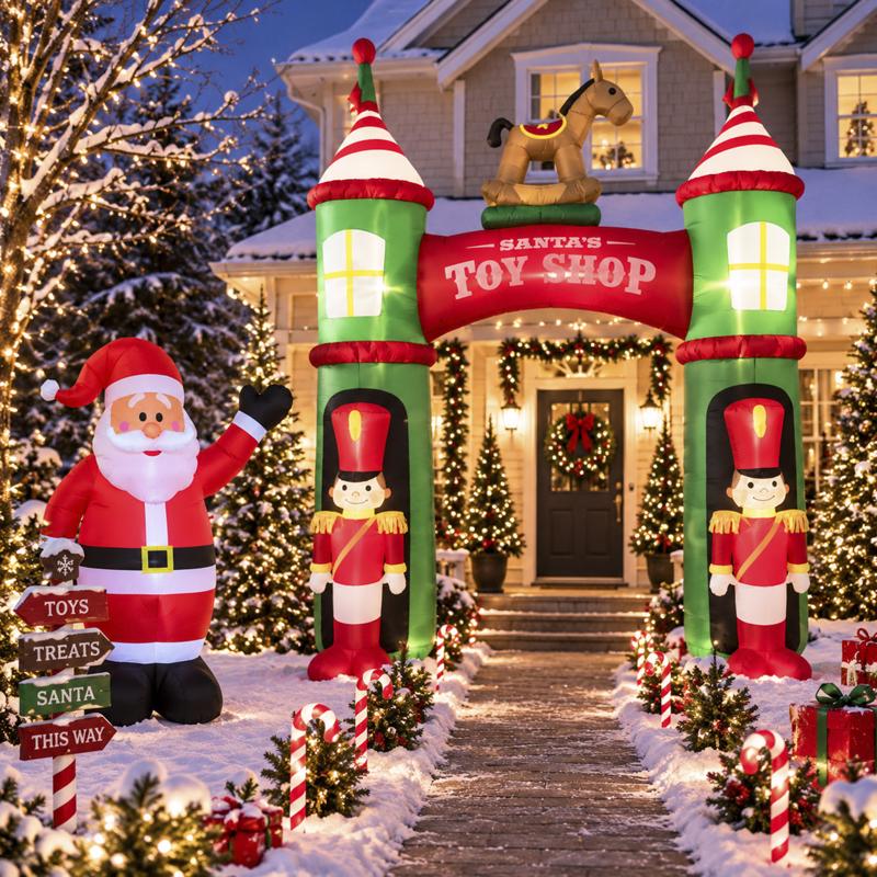Celebrations LED White Christmas Soldiers Arch 12 ft. Inflatable
