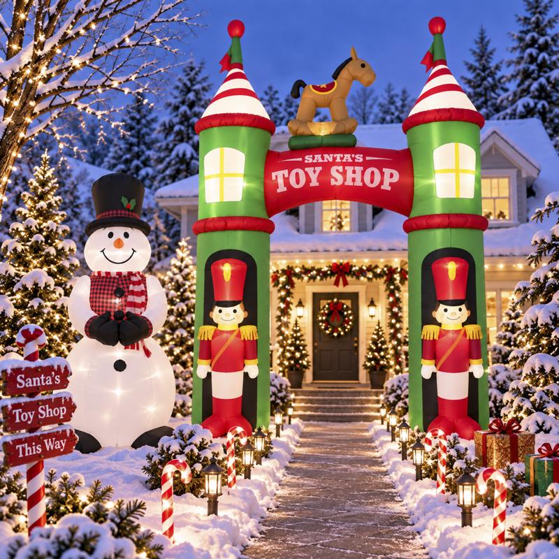 Celebrations LED White Christmas Soldiers Arch 12 ft. Inflatable
