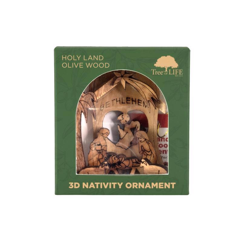 Holy Land Olive Wood Natural 3D Nativity Ornaments 3 in.