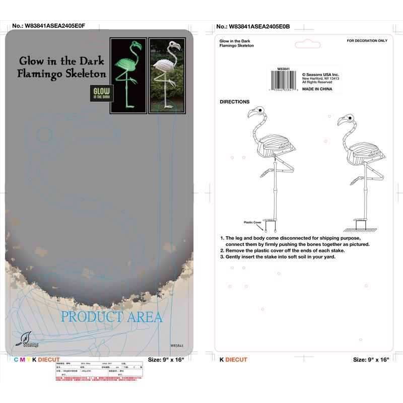 Seasons 34 in. Skeleton Flamingo Halloween Decor