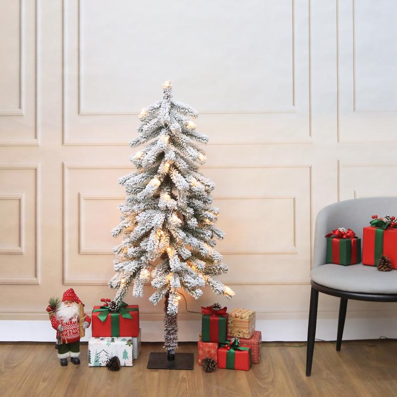 Celebrations 4 ft. Full LED 50 ct Snowy Alpine Entrance Tree