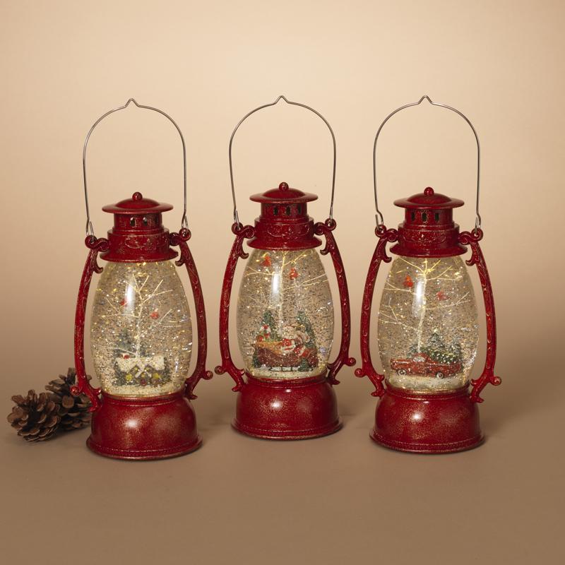 Gerson Multicolored Holiday Spinning Water Globe Lantern 10 in.