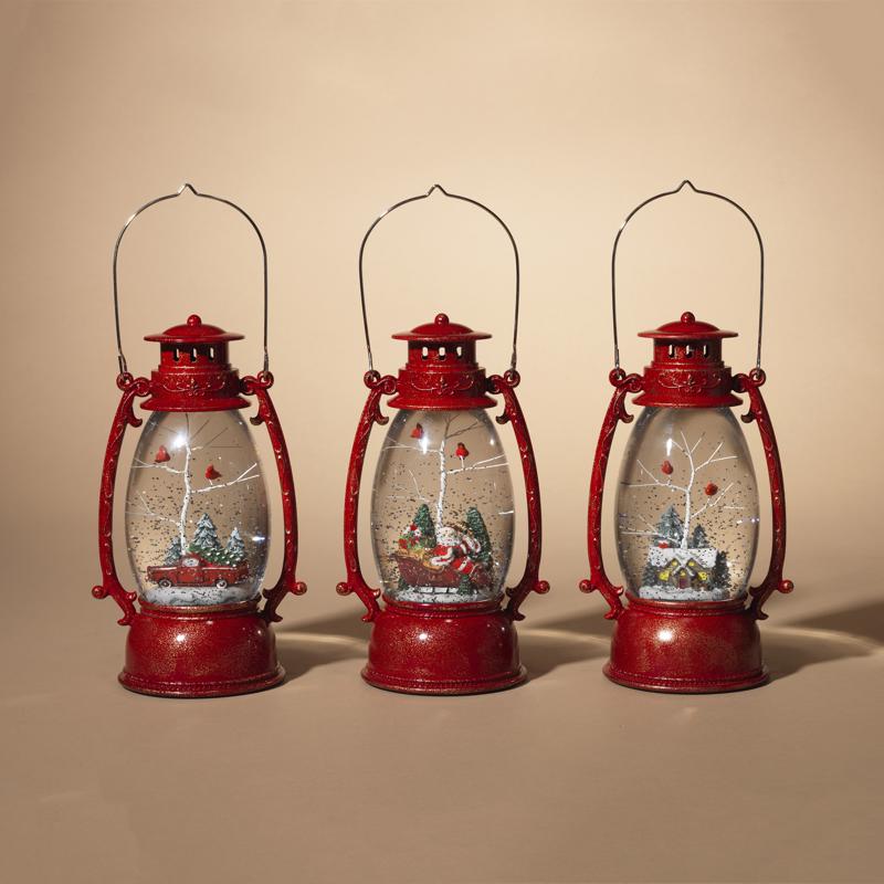Gerson Multicolored Holiday Spinning Water Globe Lantern 10 in.