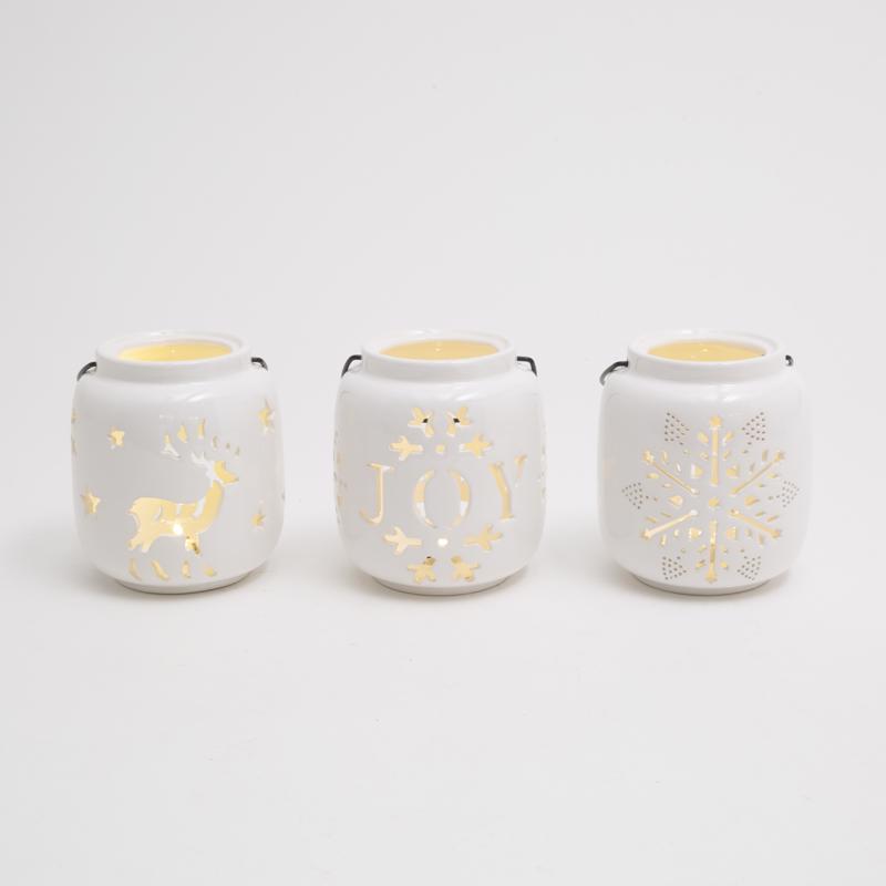 Gerson White Lighted Holiday Design Lantern 5 in.
