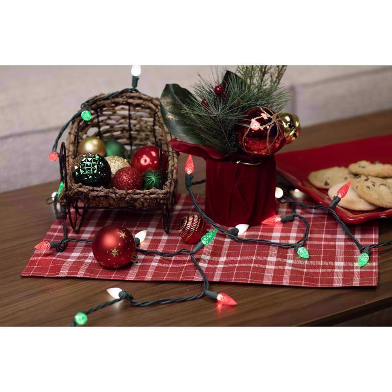Celebrations Classic LED C6 Red/Green/Pure White 100 ct String Christmas Lights 24.75 ft.