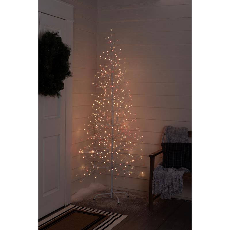 Celebrations LED Red/White Light Birch Tree 6.5 ft. Yard Decor