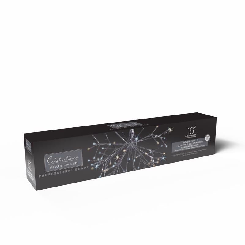 Celebrations LED Cool White Shimmering Sphere 16 in. Hanging Decor
