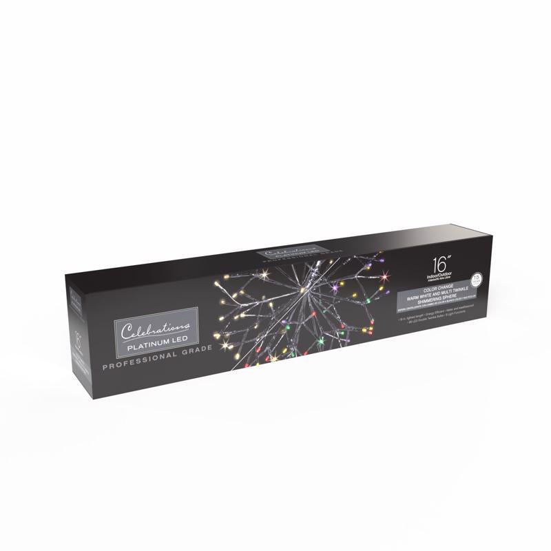 Celebrations LED Multi Shimmering Sphere 16 in. Hanging Decor