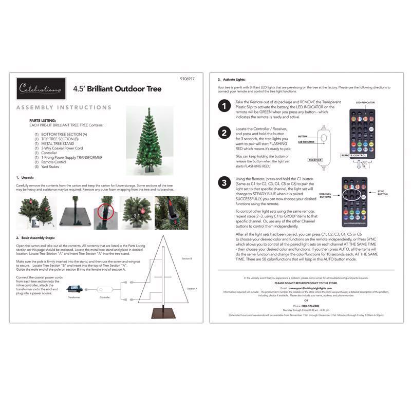 Celebrations 4-1/2 ft. Full LED 170 ct Brilliant Color Changing Christmas Tree