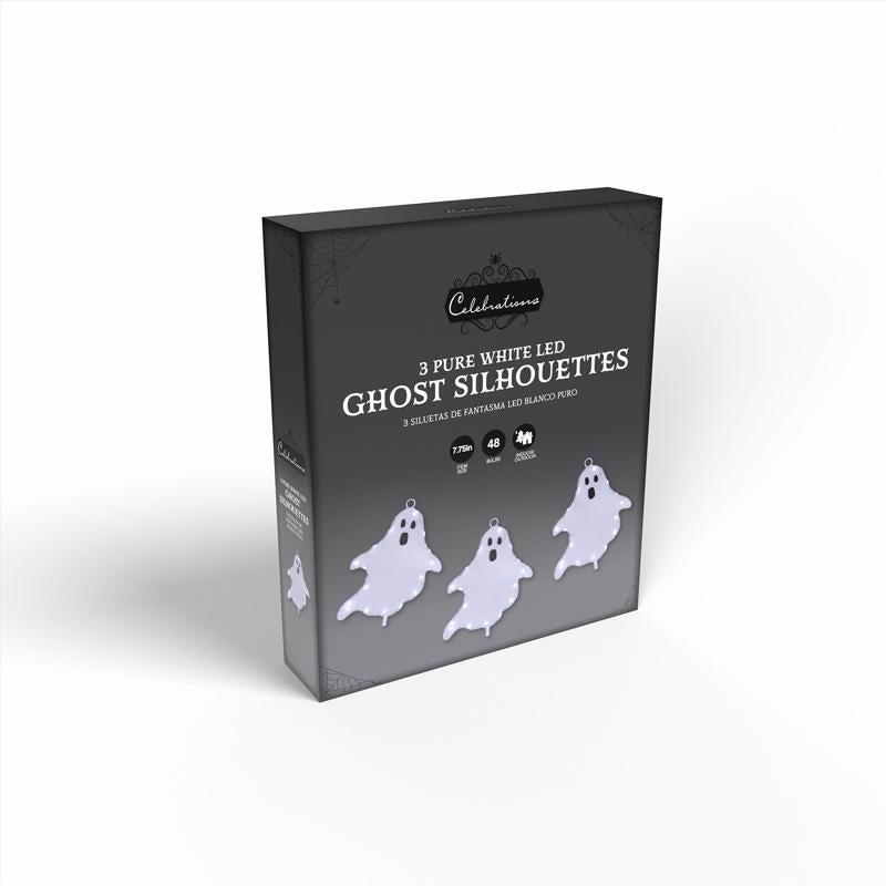 Celebrations Halloween White 16 in. LED 3 Ghost with stake Halloween Decor