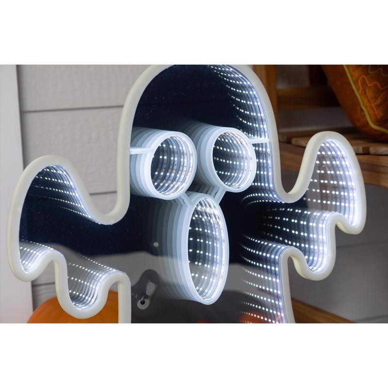 Celebrations Halloween White 23 in. LED Prelit Ghost Infinity Halloween Decor