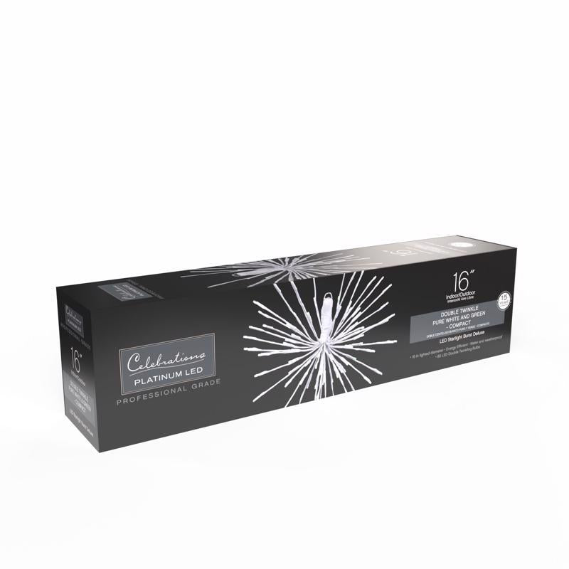 Celebrations LED Green/White Starlight Burst 16 in. Hanging Decor