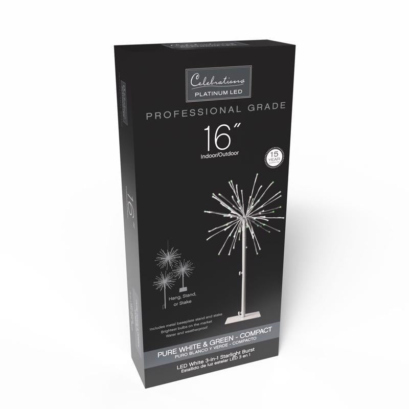Celebrations LED Green/White 3 in1 Starlight Burst Deluxe Spearmint 16 in. Hanging Decor