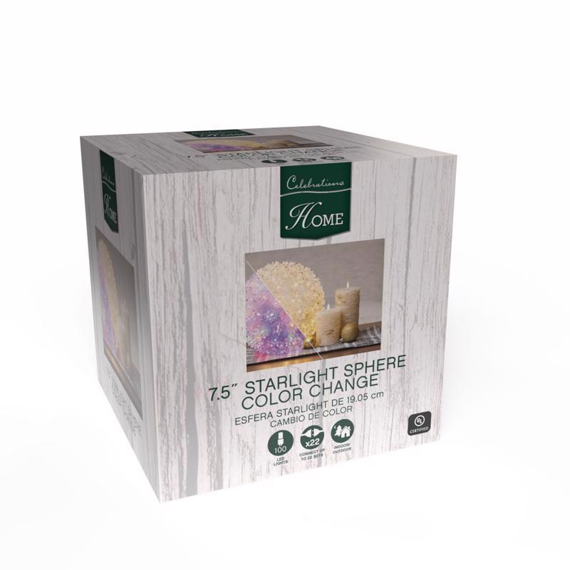 Celebrations LED Multi Starlight Sphere 6 in. Hanging Decor