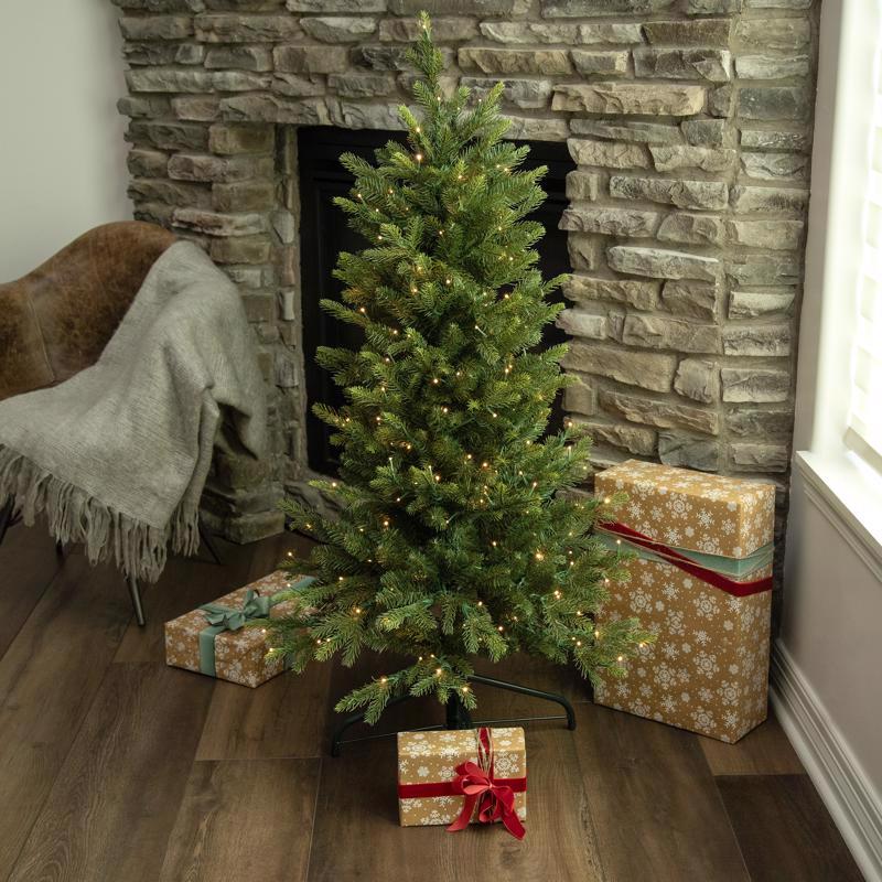 Holiday Bright Lights 4 ft. Slim LED 250 ct Emerald Pine Sparkle Christmas Tree