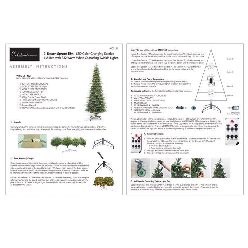 Holiday Bright Lights 9 ft. Slim LED 1832 ct Easton Spruce Color Changing Christmas Tree