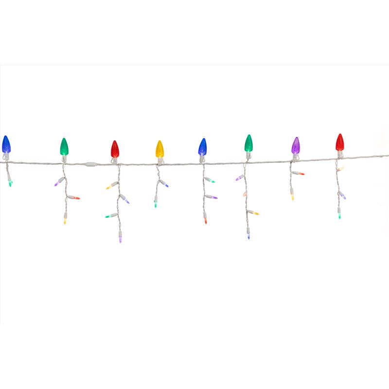 Celebrations Platinum LED C9 Multicolored 70 ct Icicle Christmas Lights 9 ft.