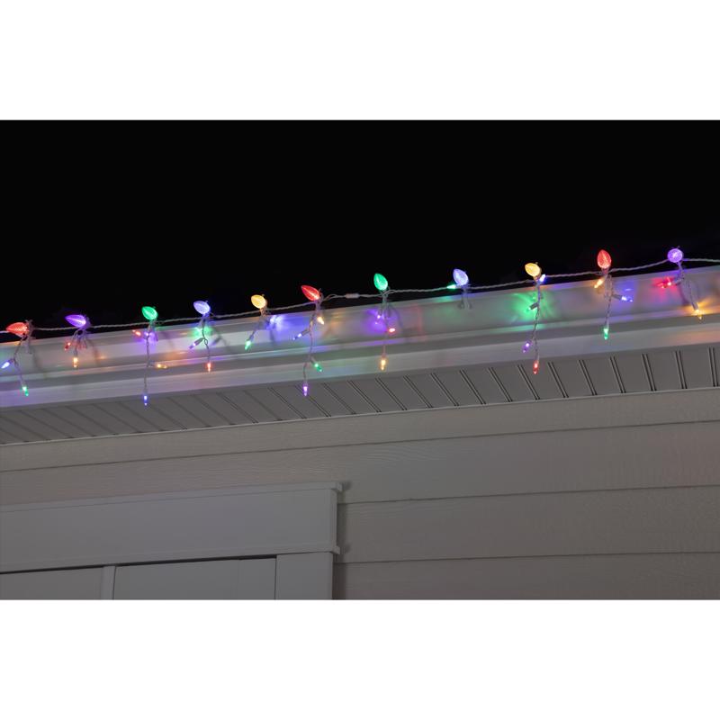 Celebrations Platinum LED C9 Multicolored 70 ct Icicle Christmas Lights 9 ft.