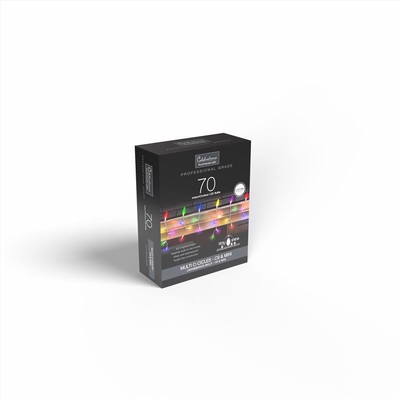 Celebrations Platinum LED C9 Multicolored 70 ct Icicle Christmas Lights 9 ft.