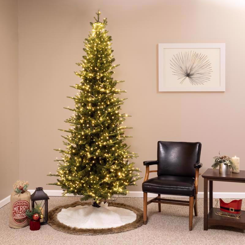 Holiday Bright Lights 1-2 Tree 7-1/2 ft. Slim LED 1582 ct Easton Spruce Cascading Color Changing Chr