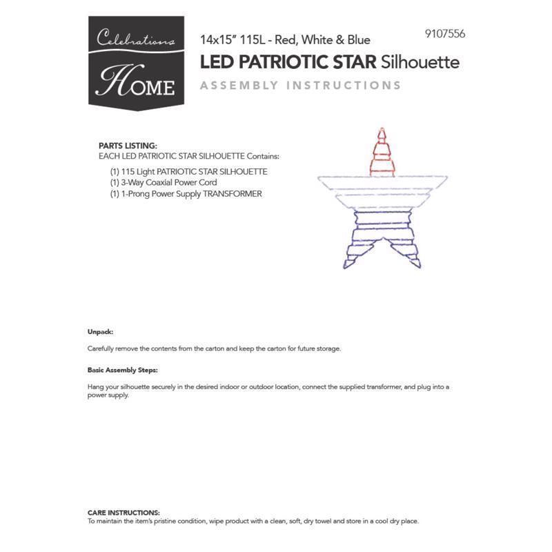 Celebrations Patriotic Star Silhouette Window Decor Metal