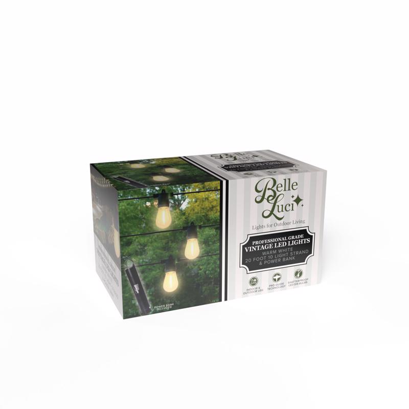Belle Luci LED Rechargeable Patio Light Light Set Warm White 18 ft. 10 lights