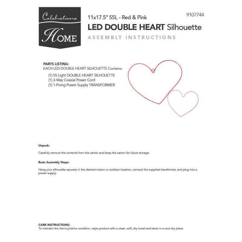 Celebrations Double Heart Silhouette Window Decor Metal