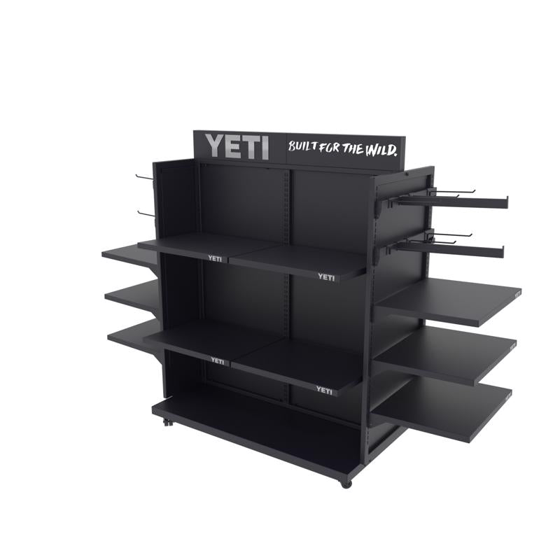 63 in. H X 48 in. W X 39 in. D Black Metal Yeti H-Frame Display