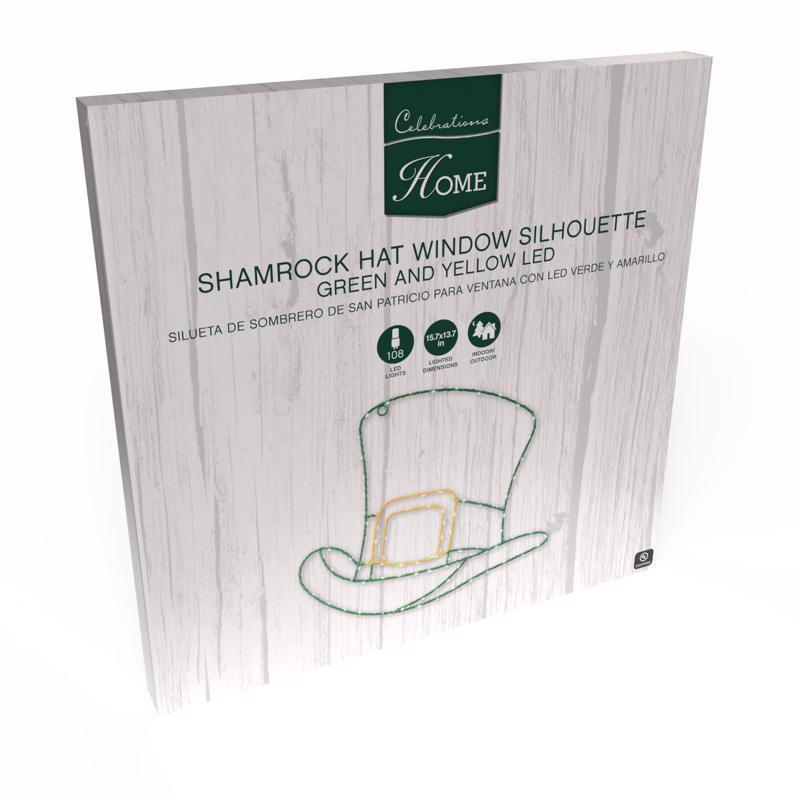 Celebrations Shamrock Hat Silhouette Window Decor Metal