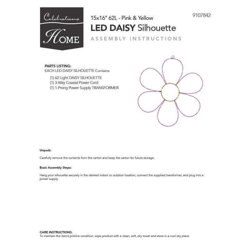 Celebrations Daisy Flower Silhouette Window Decor Metal