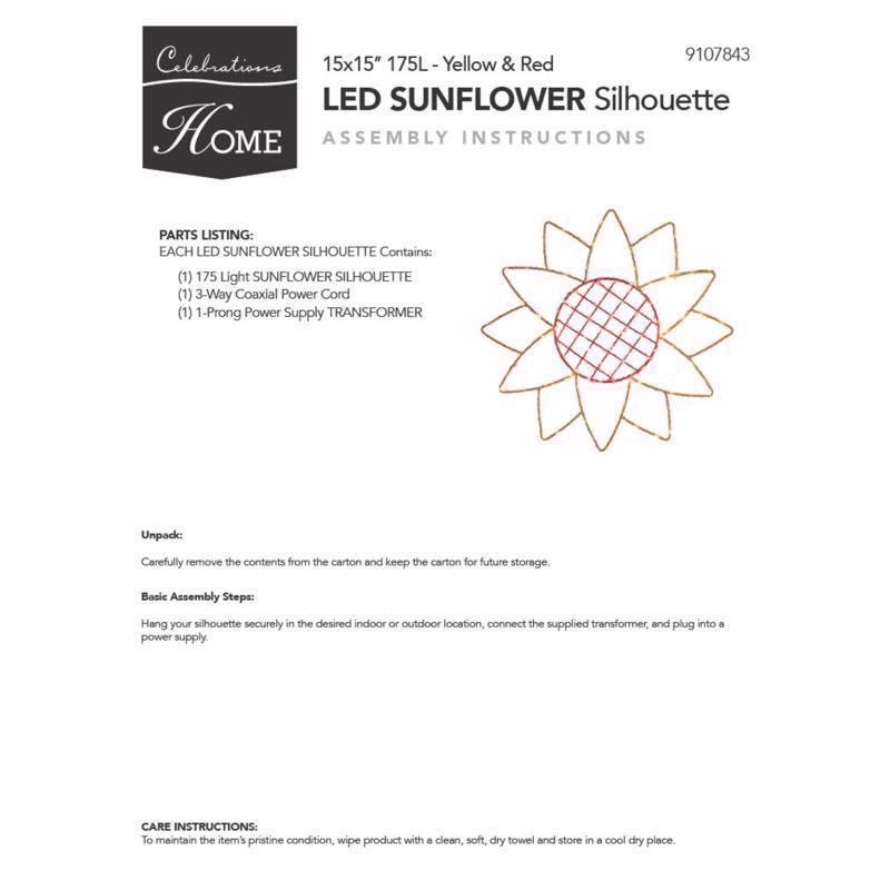 Celebrations Sunflower Silhouette Window Decor Metal