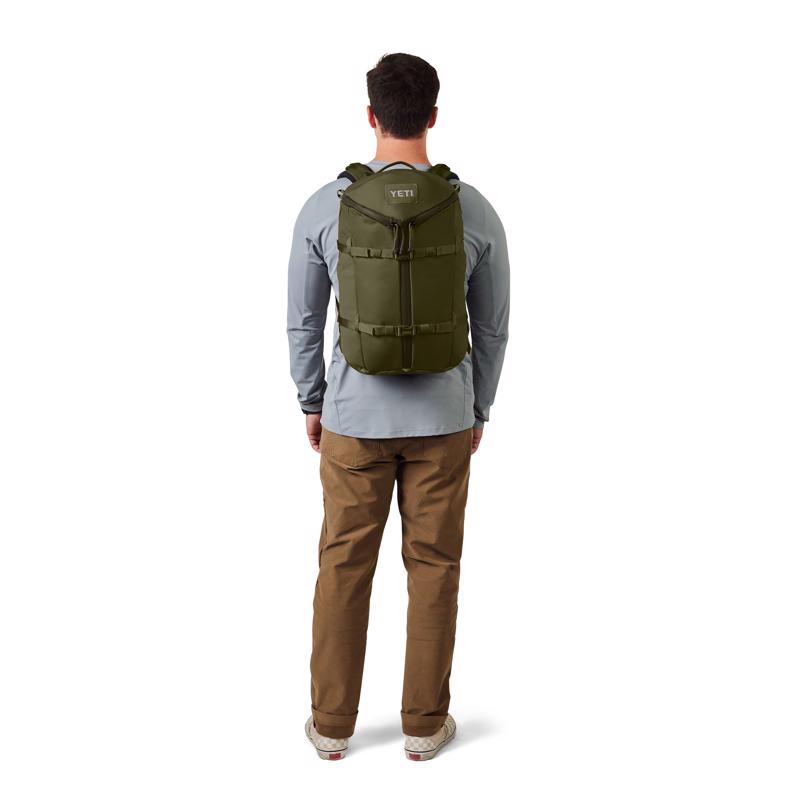 YETI Ranchero 27L Olive Backpack 19 in. H X 11.5 in. W