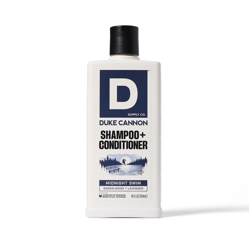 Duke Cannon Midnight Swim Sandalwood + Lavender Scent Shampoo Plus Conditioner 14 oz
