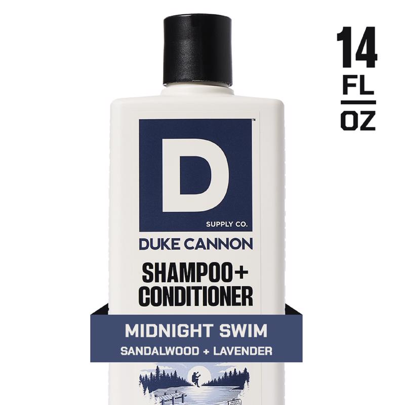 Duke Cannon Midnight Swim Sandalwood + Lavender Scent Shampoo Plus Conditioner 14 oz
