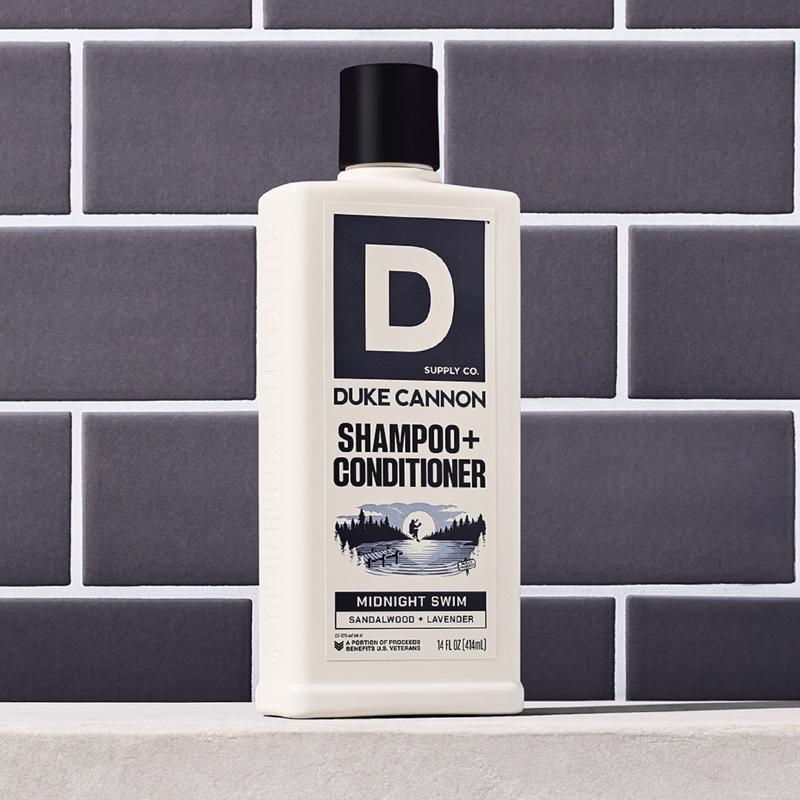 Duke Cannon Midnight Swim Sandalwood + Lavender Scent Shampoo Plus Conditioner 14 oz