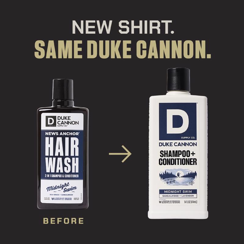 Duke Cannon Midnight Swim Sandalwood + Lavender Scent Shampoo Plus Conditioner 14 oz