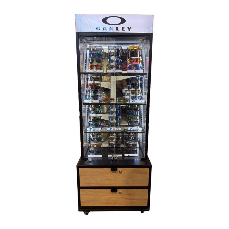 79 in. H X 28 in. W X 19 in. D Beige Wood Sunglass Display Display