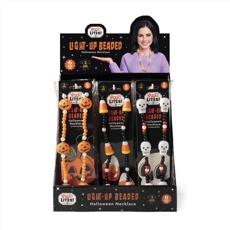 Spooky Lites LED Light Up Beaded Halloween Necklace