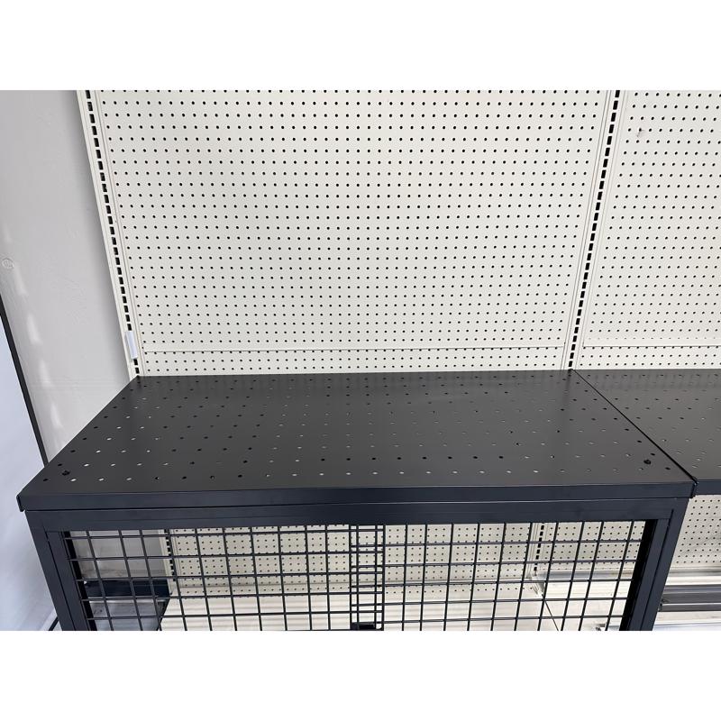 2 in. H X 48 in. W X 21 in. D Black Metal Power Tool Displays Perforated Shelf Rack
