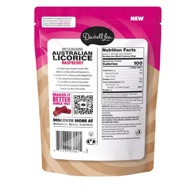 Darrell Lea Raspberry Licorice Candy 7 oz