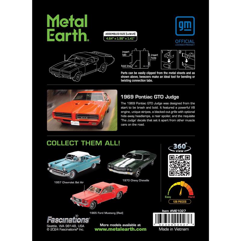 Metal Earth 1969 Pontiac GTO Judge 3D Metal Model Kit Orange