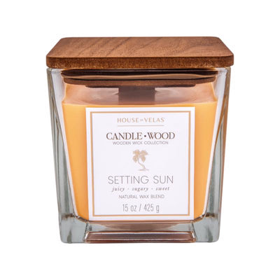 House of Velas Candlewood Light Orange Setting Sun Scent Candle 15 oz