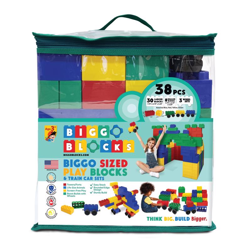 Biggo Train Station Jumbo Building Blocks Assorted 38 pc