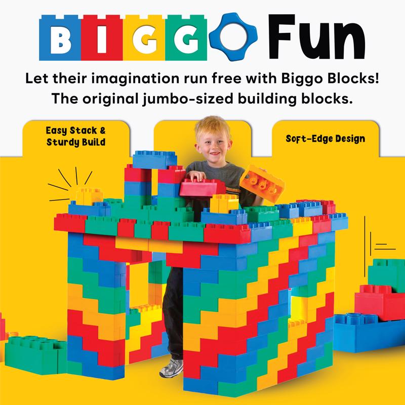 Biggo Train Station Jumbo Building Blocks Assorted 38 pc