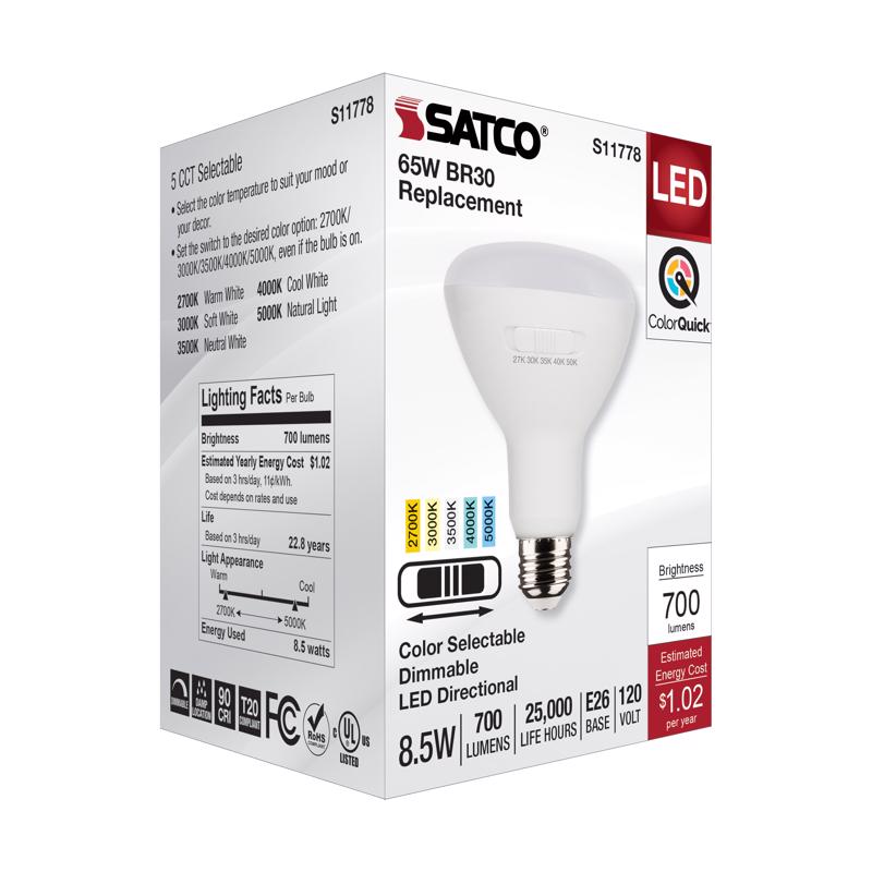 Satco BR30 E26 (Medium) LED Bulb Tunable White/Color Changing 65 Watt Equivalence
